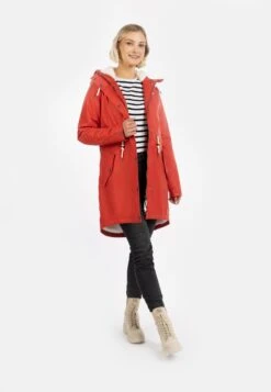 Schmuddelwedda Regenmantel Mit Webpelzfutter In Teddyoptik Kilata - Parka - Rot