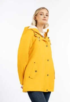 Schmuddelwedda Regenjacke Mit Webpelzfutter In Teddyoptik Kilata - Impermeable - Sonnengelb